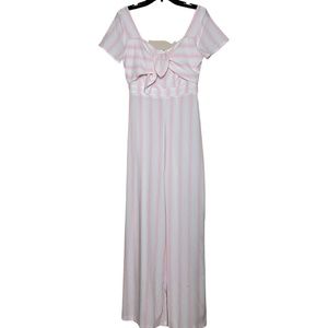 Pink and White Striped Jumpsuit